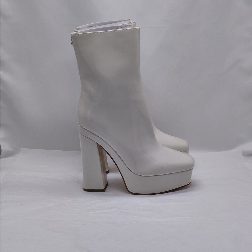 GUESS Byra Platform Ankle Boots Women 7.5 Ivory Retro 70s Block Chunky Heel Gogo